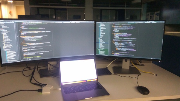 Two-monitor desk setup