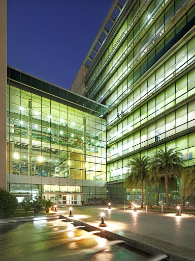 Microsoft IDC campus in Hyderabad at night